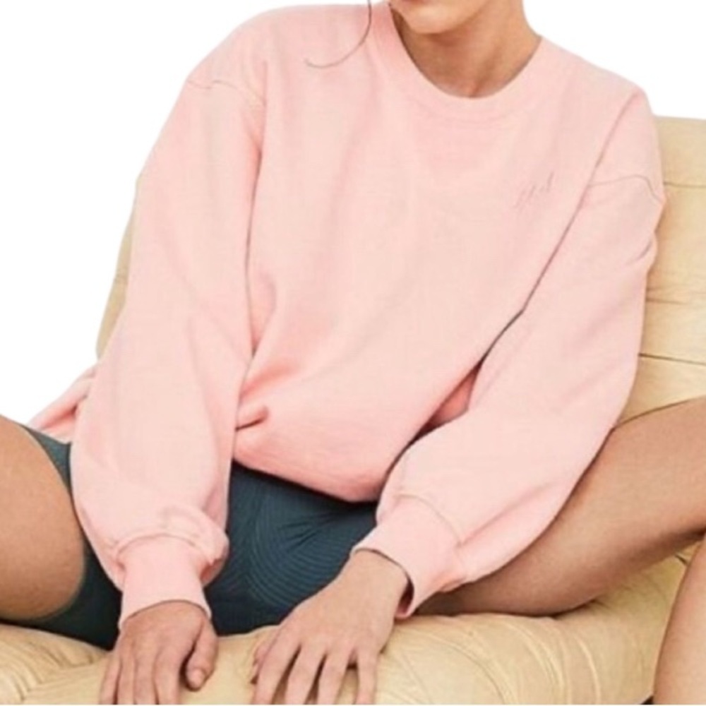 For Love & Lemons Alex Oversized Crew Neck Pink Sweatshirt Size‎ L